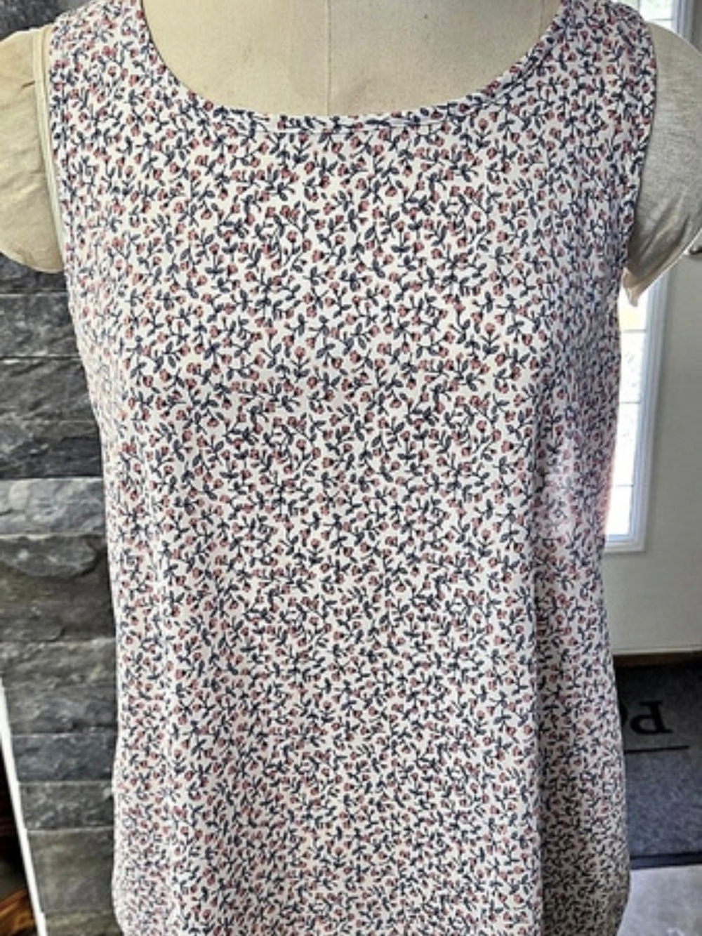 Papermoon Floral Tank Top in White & Red Like New